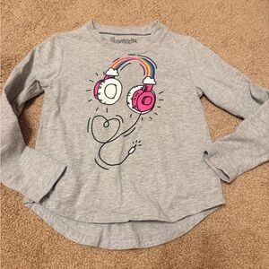 Appaman Gray Long-Sleeve Tee with Pink Headphones and Rainbow